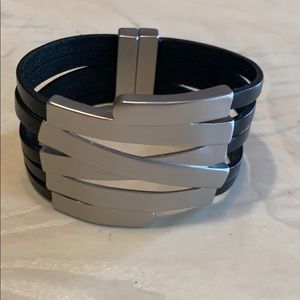 Black and silver cuff bracelet
